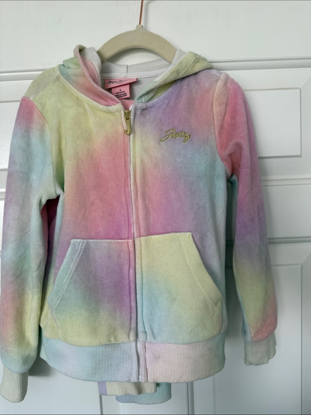 Juicy Couture Kids Pastel Rainbow Tie-Dye Hoodie Sweat Suit Set 5